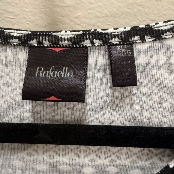 Rafaella Women's Short Sleeve Top Size XL Shirt Black/White Geometric Stretch - Picture 3 of 7